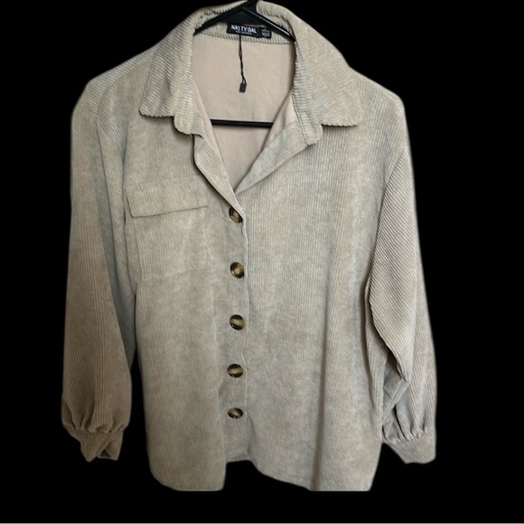 Nasty Gal Corduroy Oversized Button Up Shirt - Picture 1 of 8